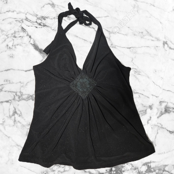 le chateau Tops - Vintage Y2K Le Chateau Black Halter Camisole with Lace Center